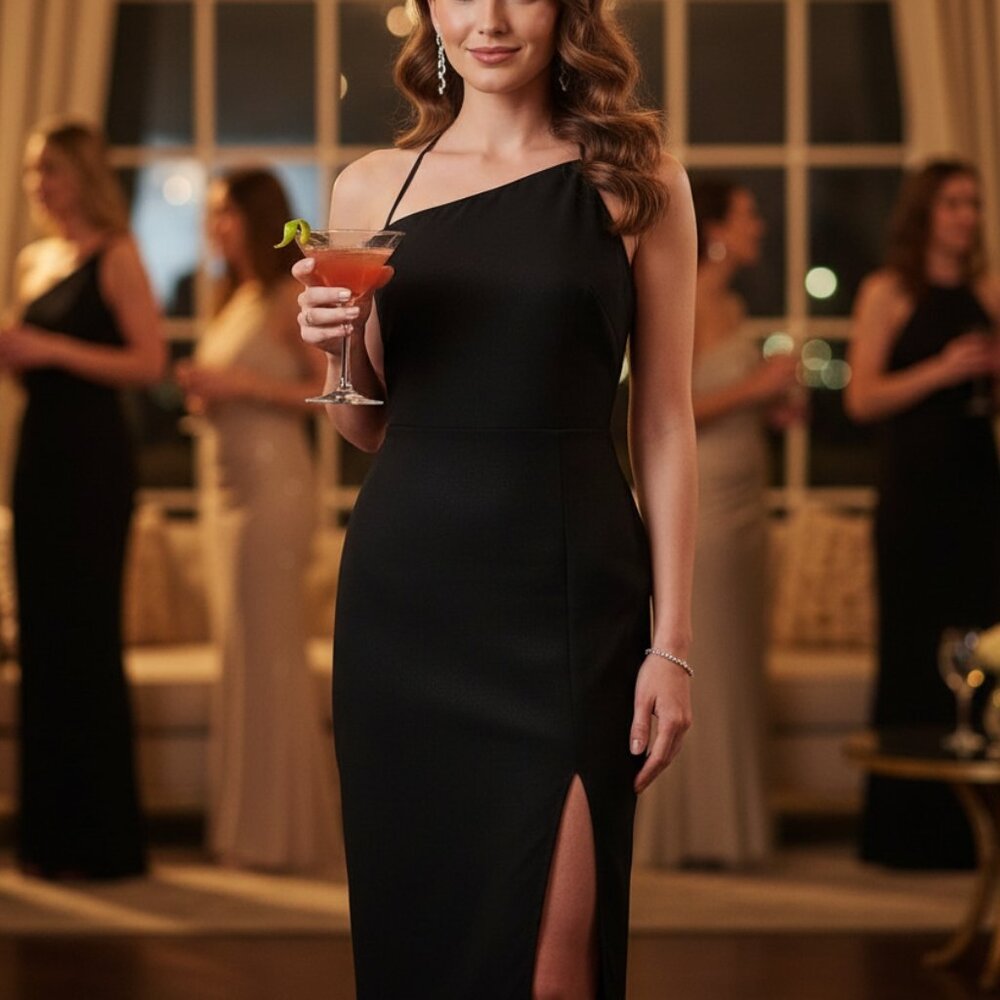 Just Quella (L) Asymmetric Split Hem in Black
